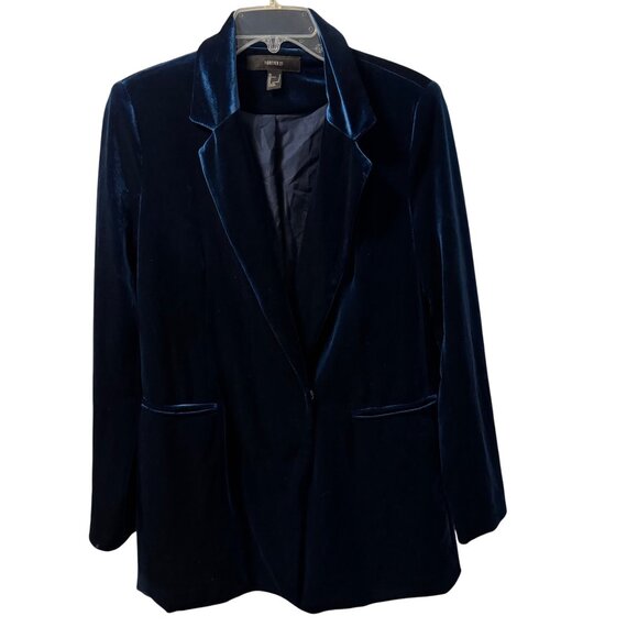 Forever 21 Womens Velvet Blazer size Small front button long sleeves jacket - Picture 4 of 12
